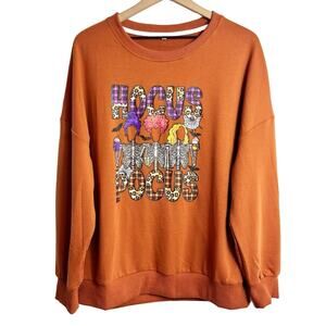 HOCUS POCUS FALL HALLOWEEN LONG SLEEVE WOMEN ORANGE SWEATER SIZE LARGE NWOT